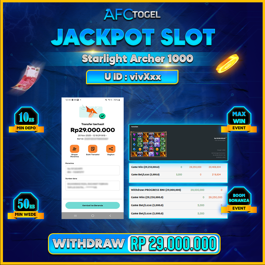AFCTOGEL JACKPOT SLOT GATES OF OLYMPUS 1000 Rp.29.000.000.,- LUNAS