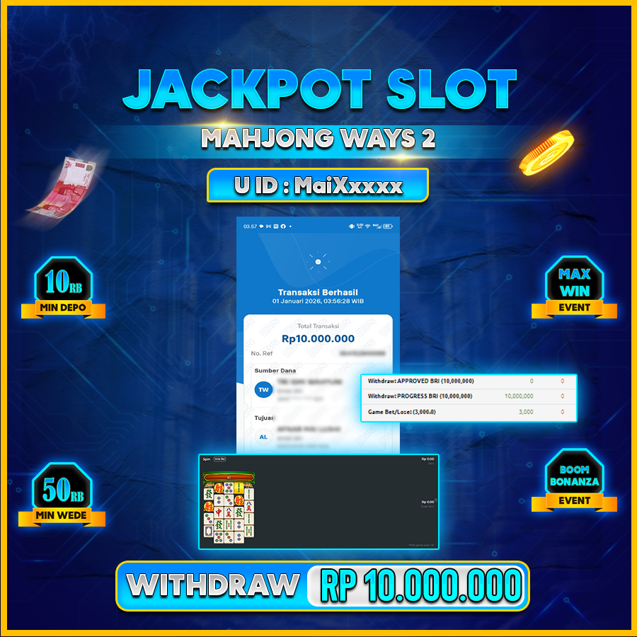 AFCTOGEL JACKPOT GAME SLOT MAHJONG WAYS 2 Rp.10.000.000.,-LUNAS