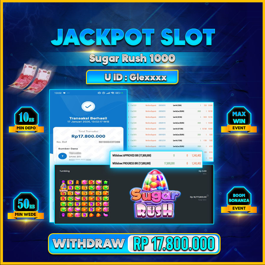 AFCTOGEL JACKPOT SUGAR RUSH 1000 Rp.17.800.000.,-LUNAS