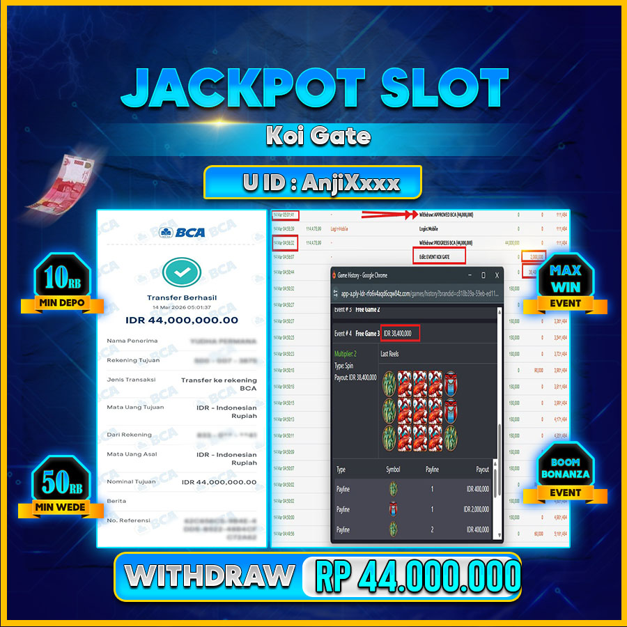 AFCTOGEL JACKPOT KOI GATE Rp.44.000.000.,-LUNAS