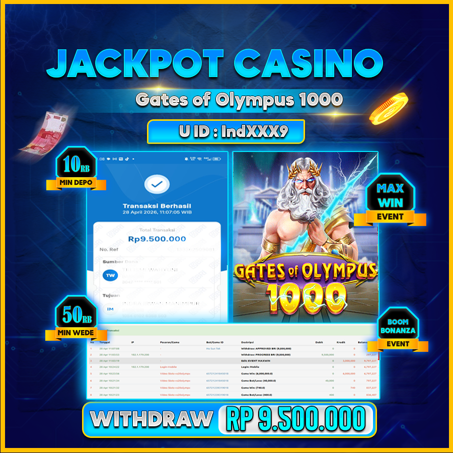 AFCTOGEL JACKPOT GAME Gates of Olympus 1000 Rp9.500.000.,-LUNAS