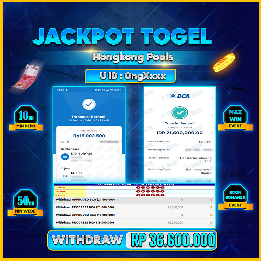 AFCTOGEL JACKPOT TOGEL HONGKONG POOLS Rp.36.600.000.,-LUNAS